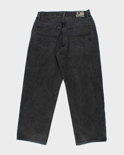 Vintage 2000's Ralph Lauren Wide Leg Dark Black Wash Jeans - W32 L29