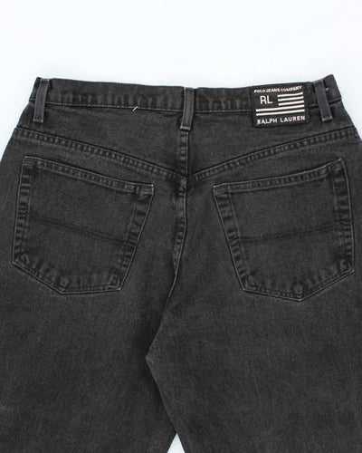 Vintage 2000's Ralph Lauren Wide Leg Dark Black Wash Jeans - W32 L29