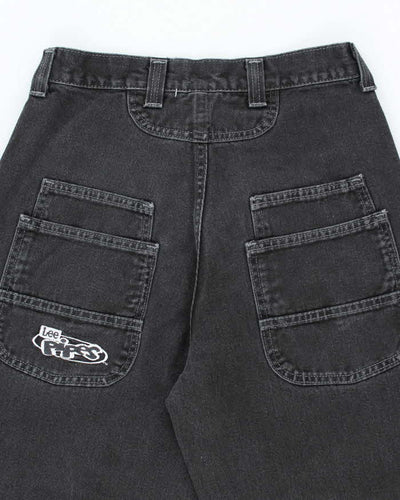 Vintage Lee Wide Leg Black Dark Wash Jeans - W28 L25