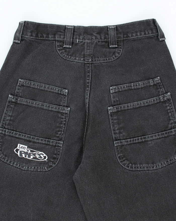 Vintage Lee Wide Leg Black Dark Wash Jeans - W28 L25