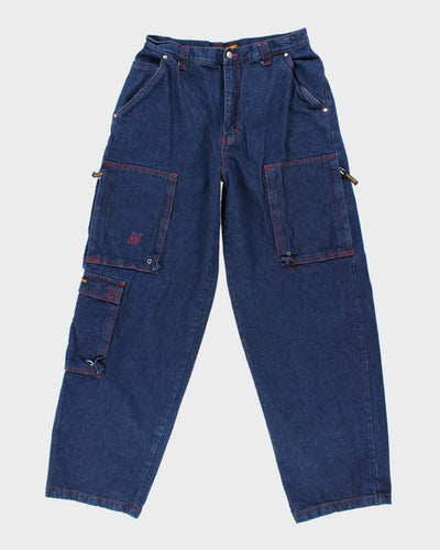Vintage 2000's Mecca Sport Wide Leg Dark Wash Cargo Jeans - W32 L30