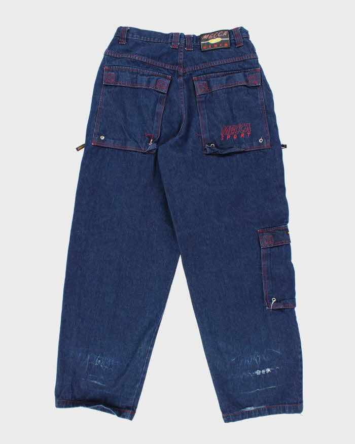 Vintage 2000's Mecca Sport Wide Leg Dark Wash Cargo Jeans - W32 L30