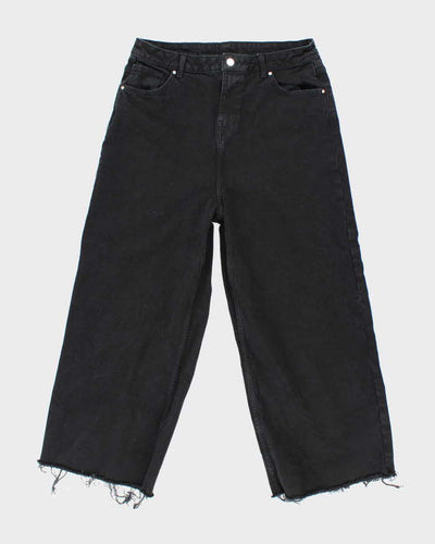 Vintage Y2K Neon Ultra Wide Leg Black Wash Denim Jeans - W30 L25