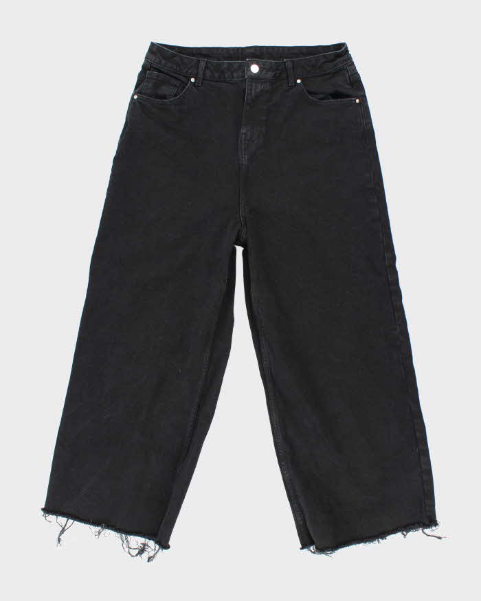 Vintage Y2K Neon Ultra Wide Leg Black Wash Denim Jeans - W30 L25