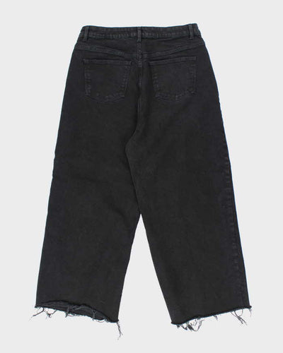 Vintage Y2K Neon Ultra Wide Leg Black Wash Denim Jeans - W30 L25