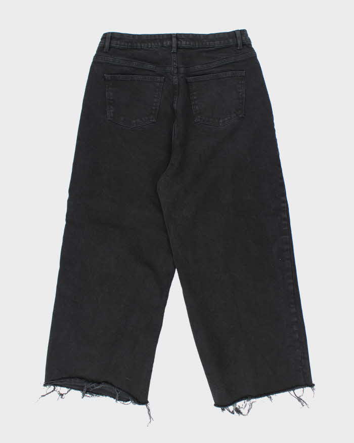 Vintage Y2K Neon Ultra Wide Leg Black Wash Denim Jeans - W30 L25
