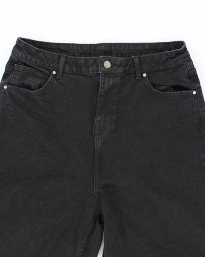 Vintage Y2K Neon Ultra Wide Leg Black Wash Denim Jeans - W30 L25