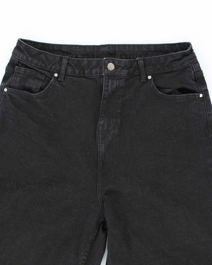 Vintage Y2K Neon Ultra Wide Leg Black Wash Denim Jeans - W30 L25