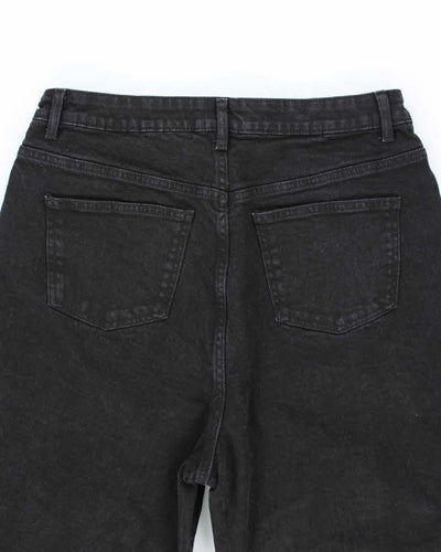 Vintage Y2K Neon Ultra Wide Leg Black Wash Denim Jeans - W30 L25