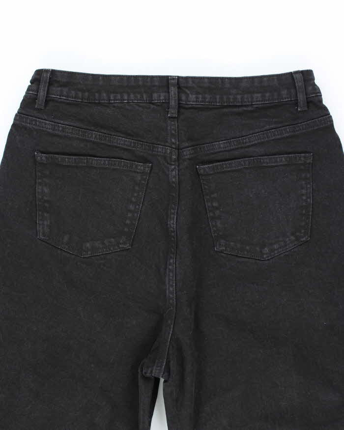 Vintage Y2K Neon Ultra Wide Leg Black Wash Denim Jeans - W30 L25