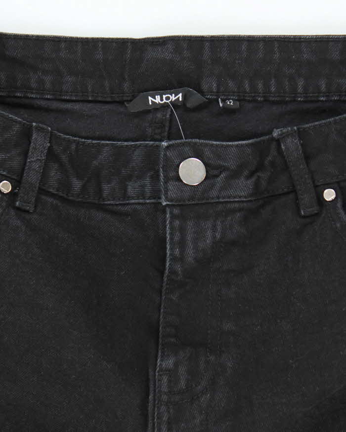 Vintage Y2K Neon Ultra Wide Leg Black Wash Denim Jeans - W30 L25