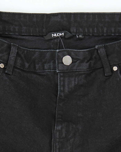 Vintage Y2K Neon Ultra Wide Leg Black Wash Denim Jeans - W30 L25