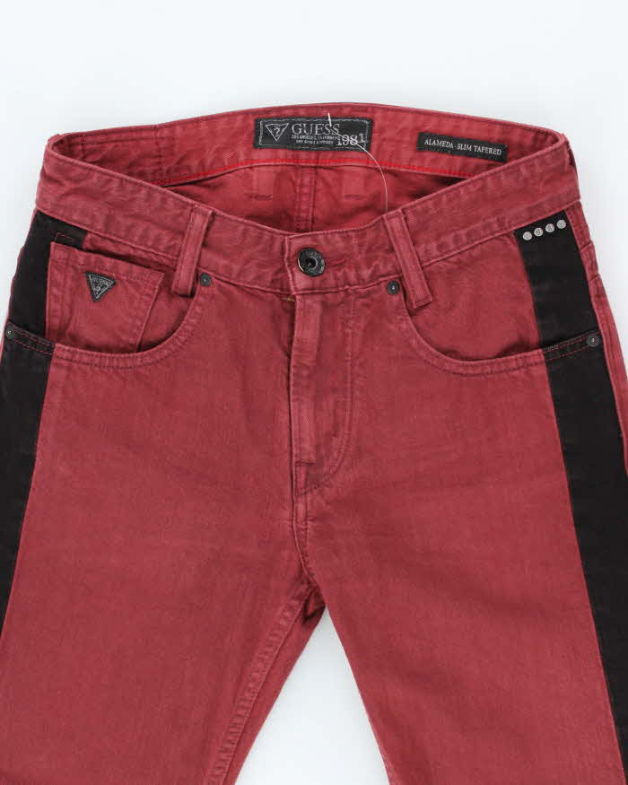 Vintage Y2K Guess Black Side Striped Straight Leg Jeans - W28 L32