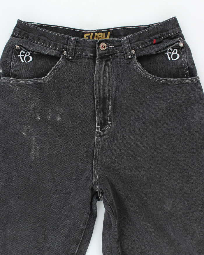 Vintage Y2K Fubu Wide Leg Embroidered Dark Wash Jeans - W30 L27