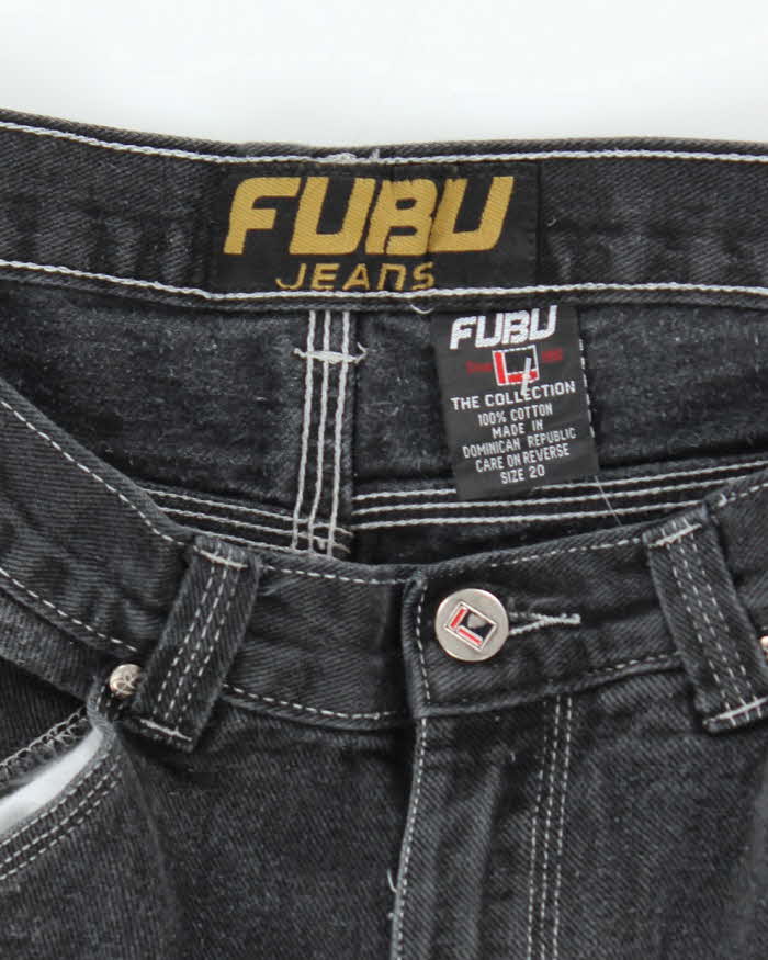 Vintage Y2K Fubu Wide Leg Embroidered Dark Wash Jeans - W30 L27