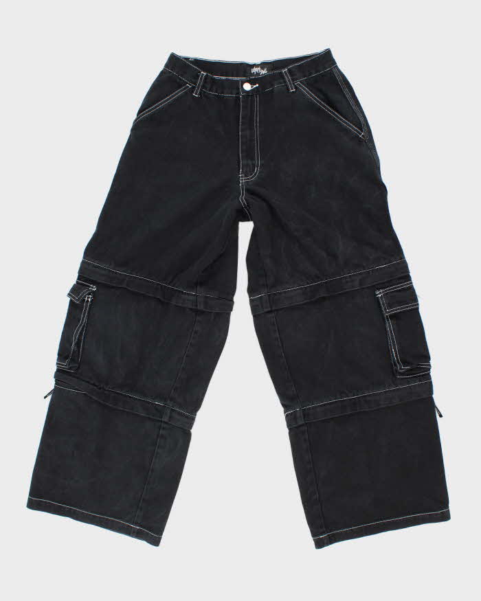 Vintage Y2K Extreme Zone Baggy Fit Dark Denim Cargo Jeans - W26 L27