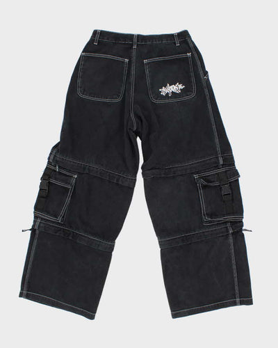 Vintage Y2K Extreme Zone Baggy Fit Dark Denim Cargo Jeans - W26 L27