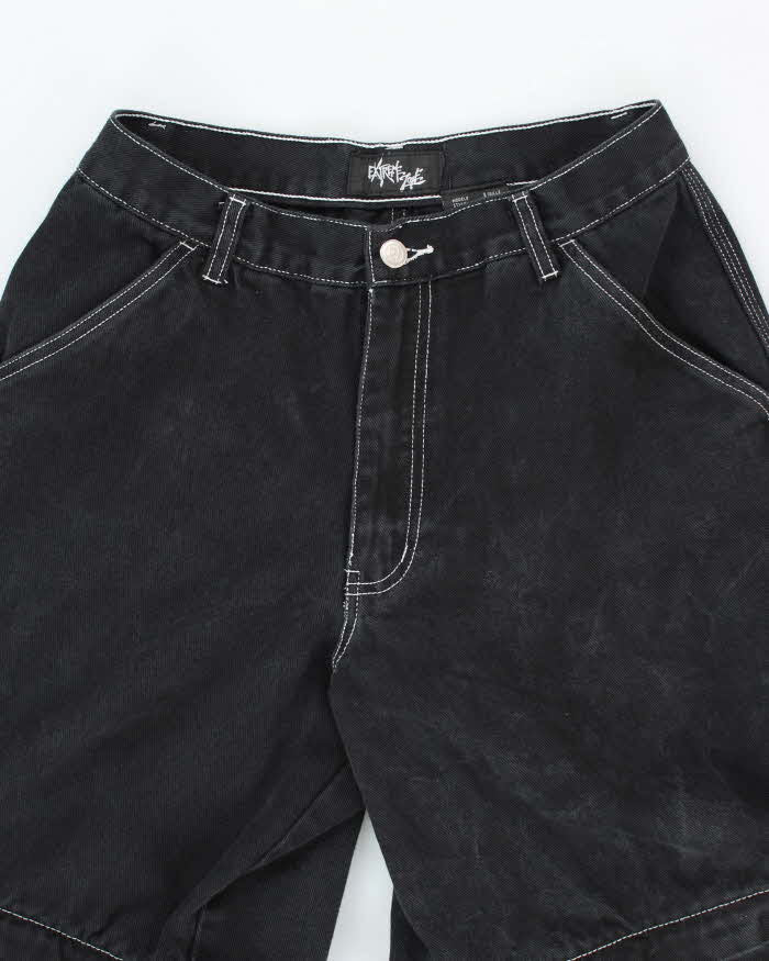 Vintage Y2K Extreme Zone Baggy Fit Dark Denim Cargo Jeans - W26 L27