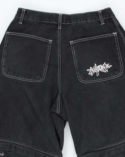 Vintage Y2K Extreme Zone Baggy Fit Dark Denim Cargo Jeans - W26 L27
