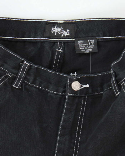 Vintage Y2K Extreme Zone Baggy Fit Dark Denim Cargo Jeans - W26 L27