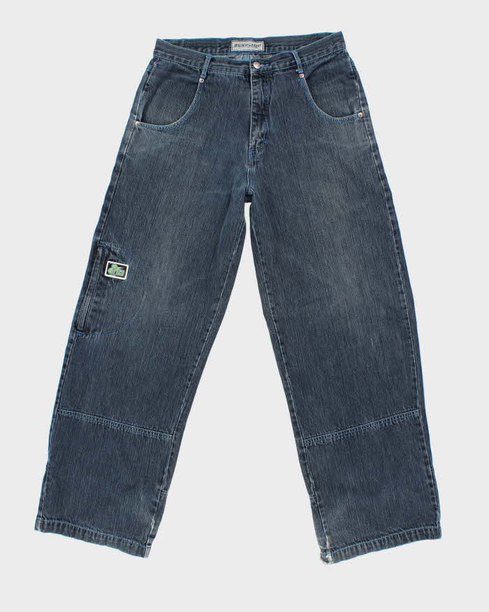 Vintage Y2K Industry Wide Leg Dark Wash Denim Jeans - W32 L30