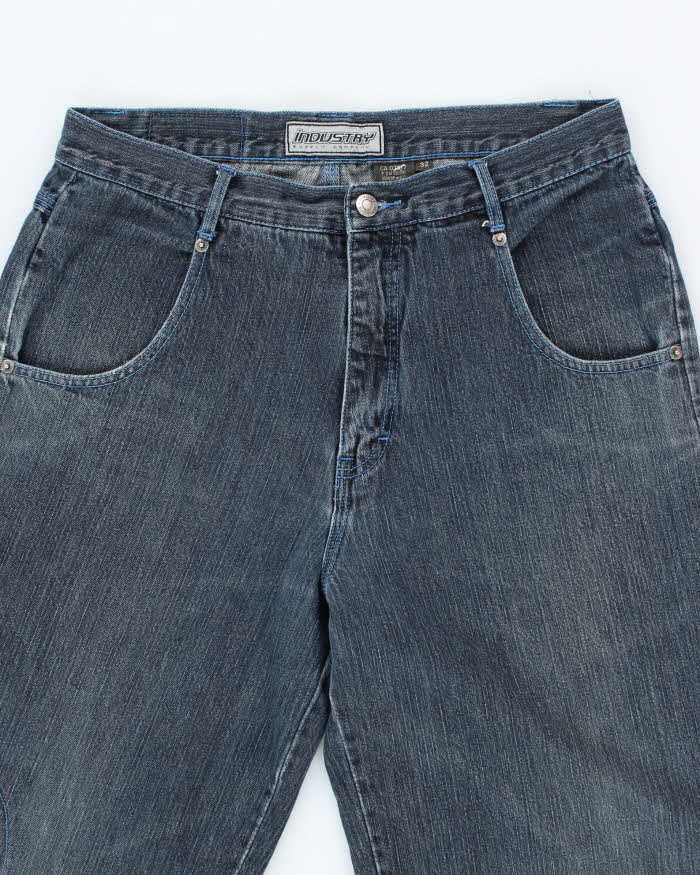 Vintage Y2K Industry Wide Leg Dark Wash Denim Jeans - W32 L30