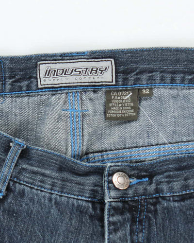 Vintage Y2K Industry Wide Leg Dark Wash Denim Jeans - W32 L30