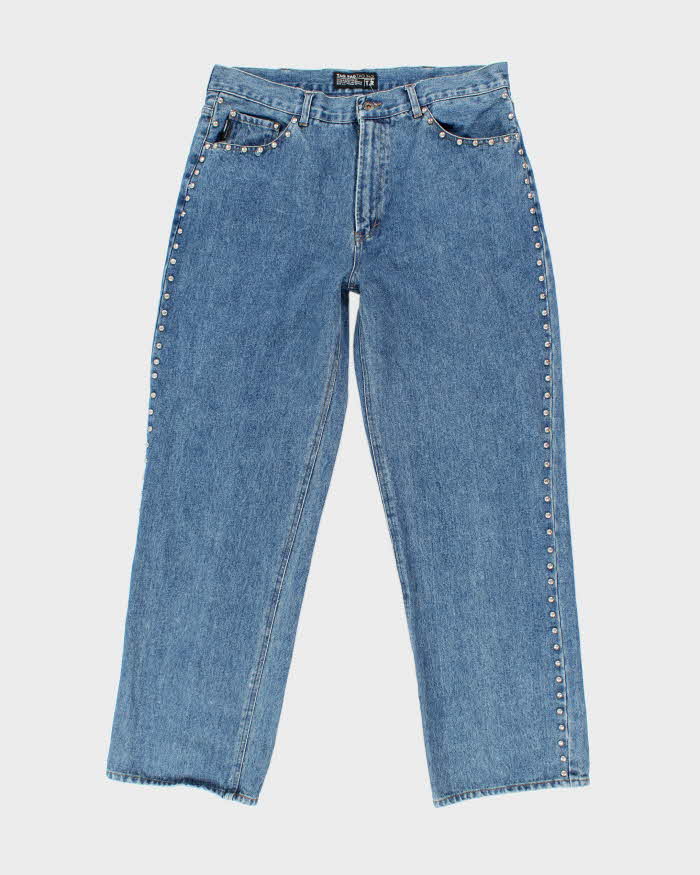 Vintage Y2K Tag Rag Side Studded Bootcut Medium Wash Jeans - W36 L31