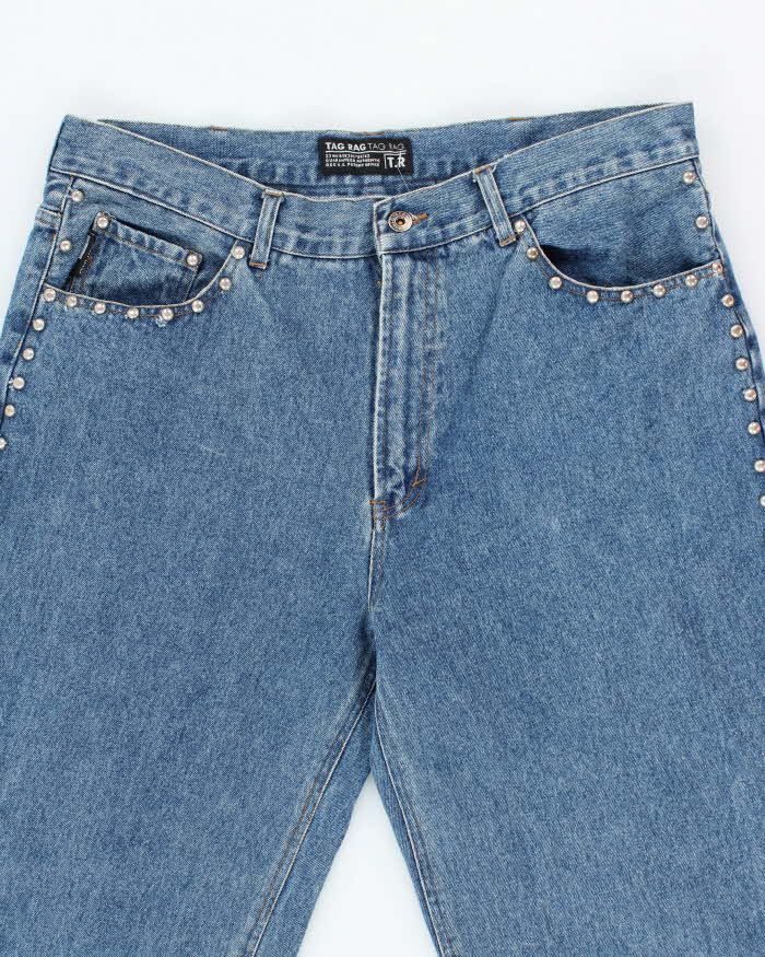 Vintage Y2K Tag Rag Side Studded Bootcut Medium Wash Jeans - W36 L31