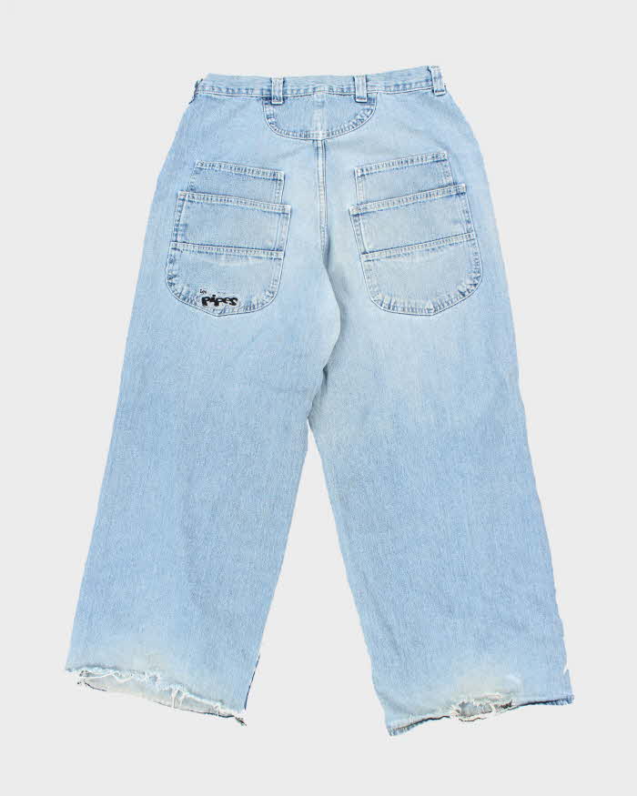 Vintage 90's Lee Pipes Ultra Wide Leg Light Wash Jeans - W34 L30