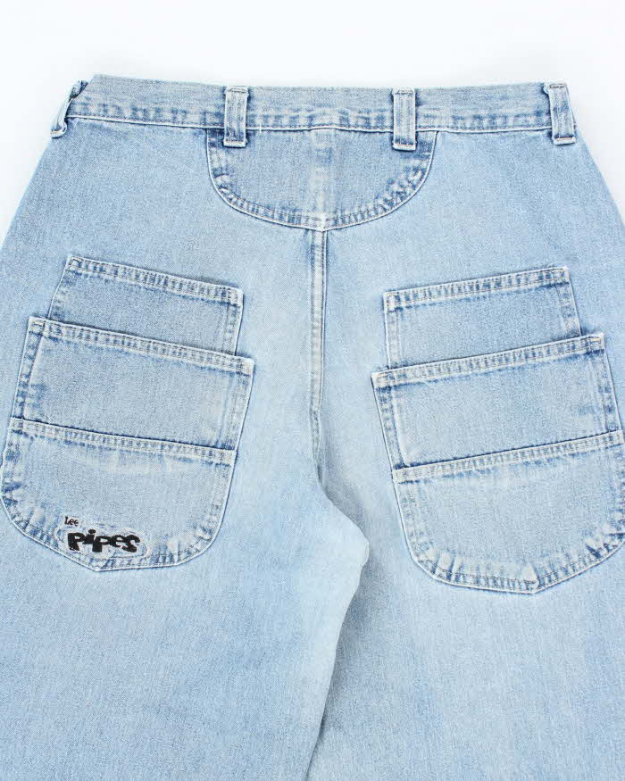 Vintage 90's Lee Pipes Ultra Wide Leg Light Wash Jeans - W34 L30
