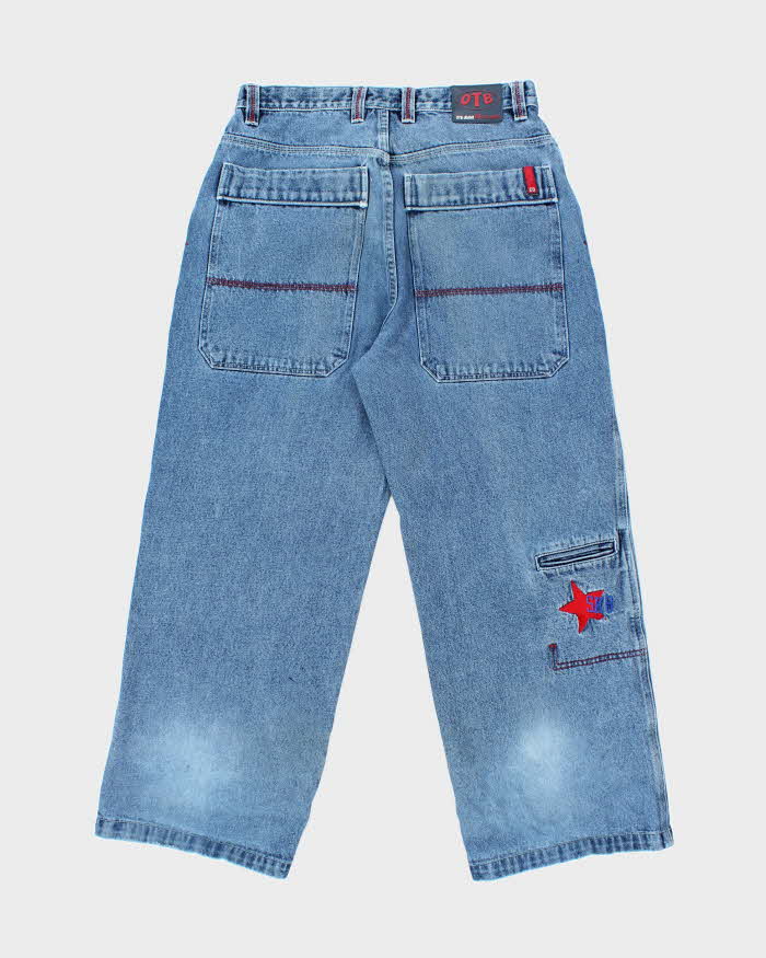 Vintage Y2K OTB Wide Leg Embroidered Jeans - W32 L28