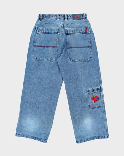 Vintage Y2K OTB Wide Leg Embroidered Jeans - W32 L28