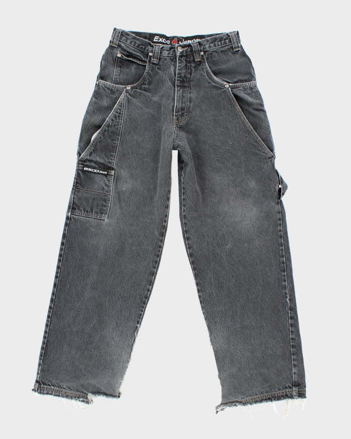 Vintage Y2K Exco Wide Leg Grey Stone Wash Jeans - W28 L29