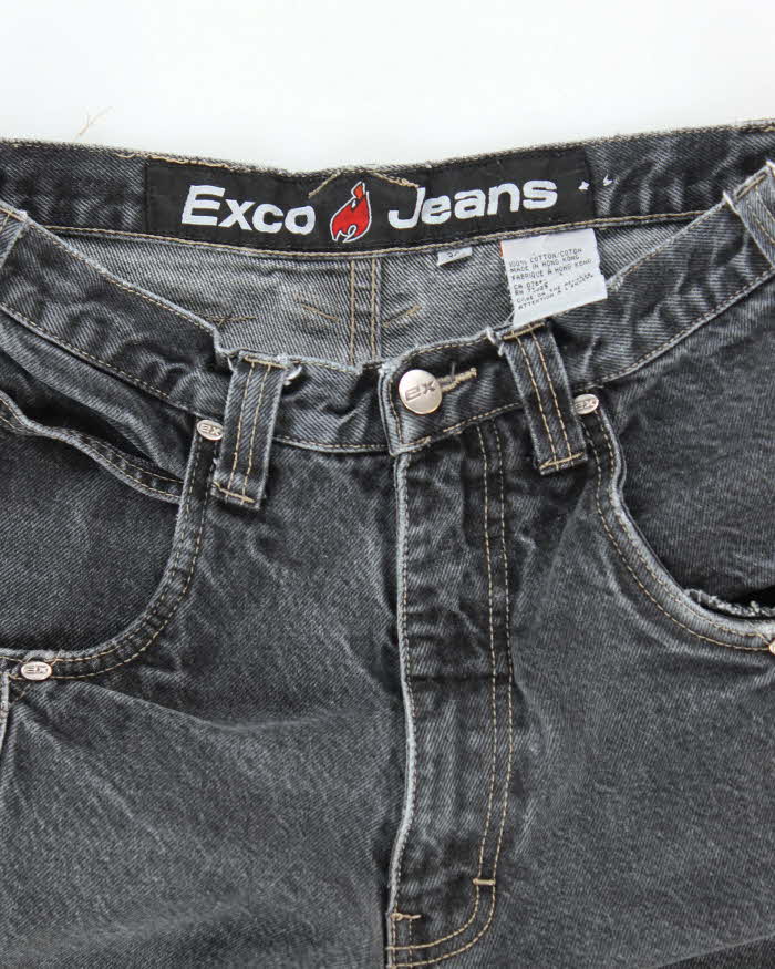 Vintage Y2K Exco Wide Leg Grey Stone Wash Jeans - W28 L29