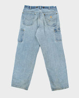 Vintage Carhartt Faded Light Wash Single Knee Carpenter Jeans - W30 L29