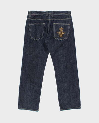 Vintage Y2K Dolce & Gabbana Embroidered Bee Dark Wash Jeans - W36 L30