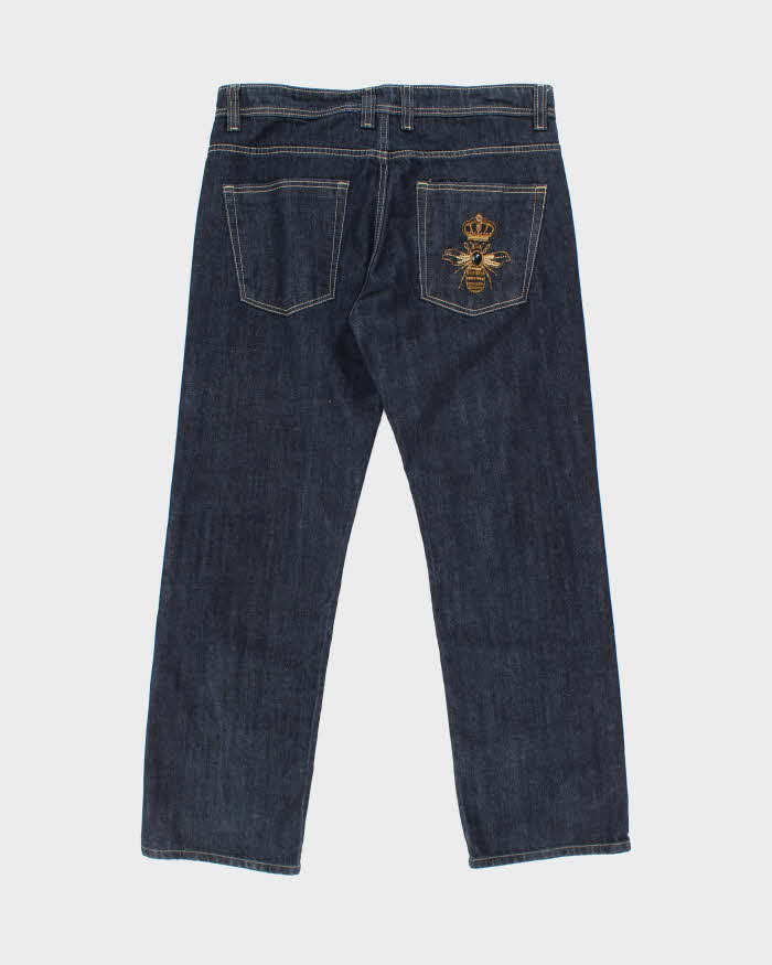 Vintage Y2K Dolce & Gabbana Embroidered Bee Dark Wash Jeans - W36 L30