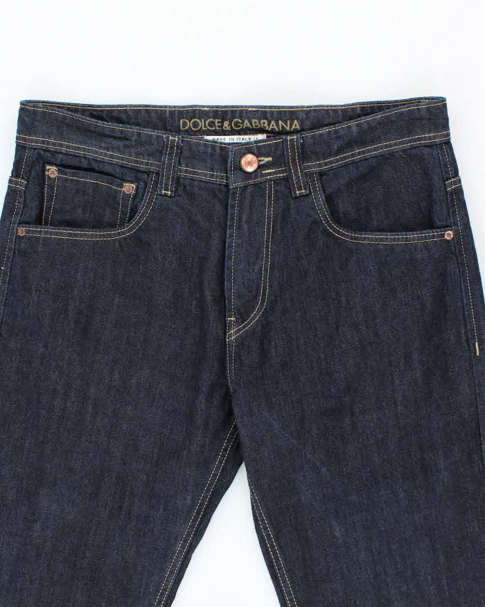 Vintage Y2K Dolce & Gabbana Embroidered Bee Dark Wash Jeans - W36 L30