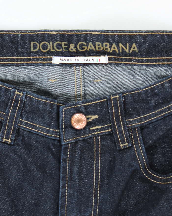 Vintage Y2K Dolce & Gabbana Embroidered Bee Dark Wash Jeans - W36 L30
