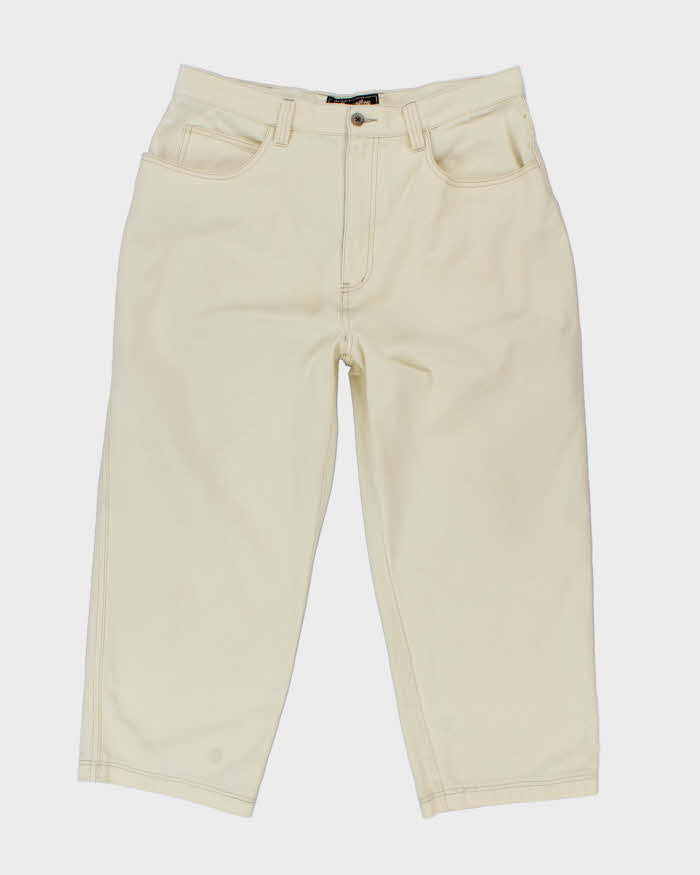 Vintage Y2K Ballers Nation Wide Leg White Denim Jeans - W36 L25