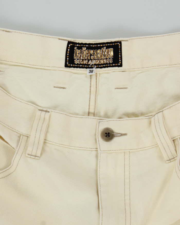 Vintage Y2K Ballers Nation Wide Leg White Denim Jeans - W36 L25