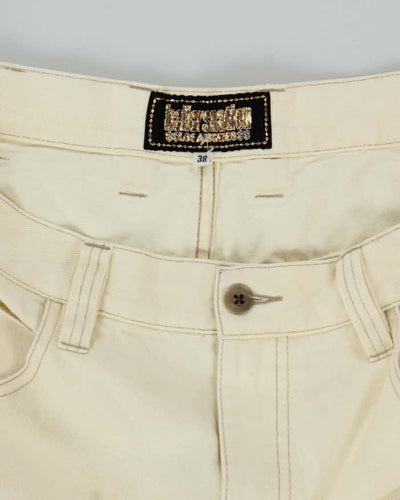 Vintage Y2K Ballers Nation Wide Leg White Denim Jeans - W36 L25