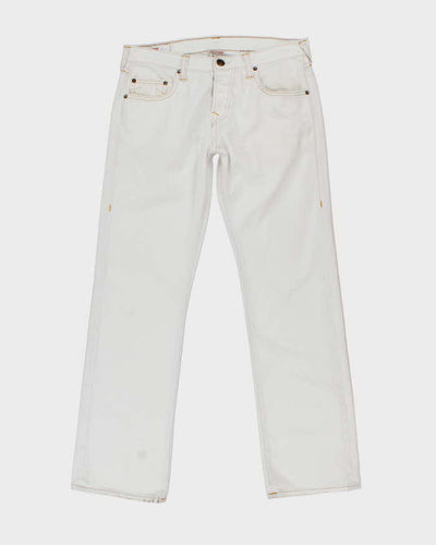 Vintage Y2K True Religion White Wash Flared Jeans - W32 L32