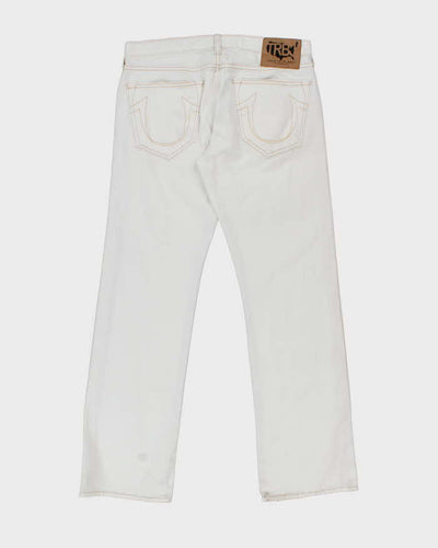 Vintage Y2K True Religion White Wash Flared Jeans - W32 L32