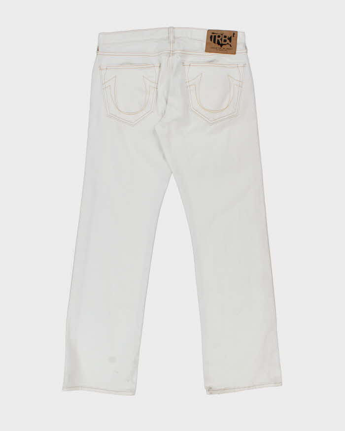 Vintage Y2K True Religion White Wash Flared Jeans - W32 L32