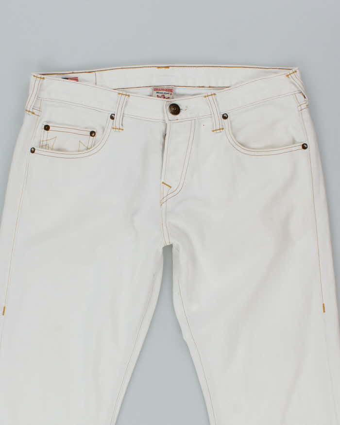 Vintage Y2K True Religion White Wash Flared Jeans - W32 L32