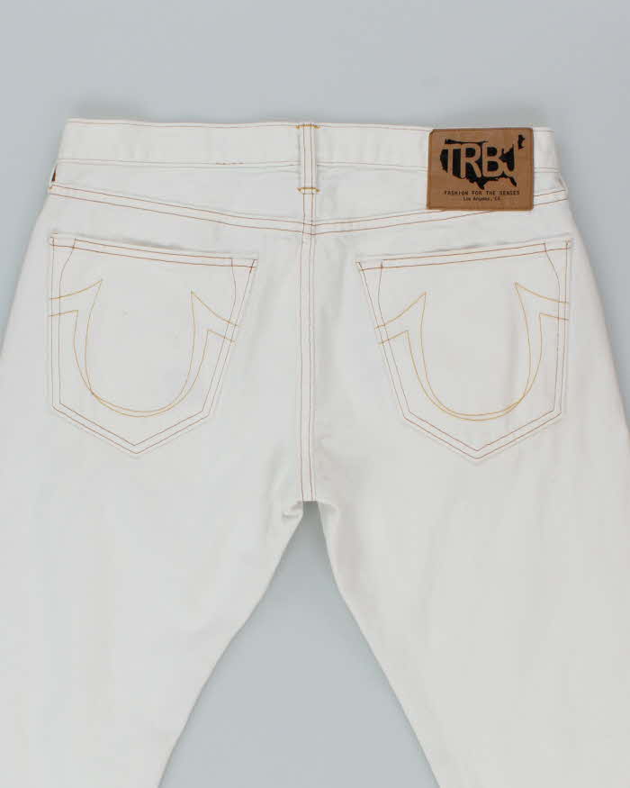 Vintage Y2K True Religion White Wash Flared Jeans - W32 L32