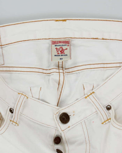 Vintage Y2K True Religion White Wash Flared Jeans - W32 L32