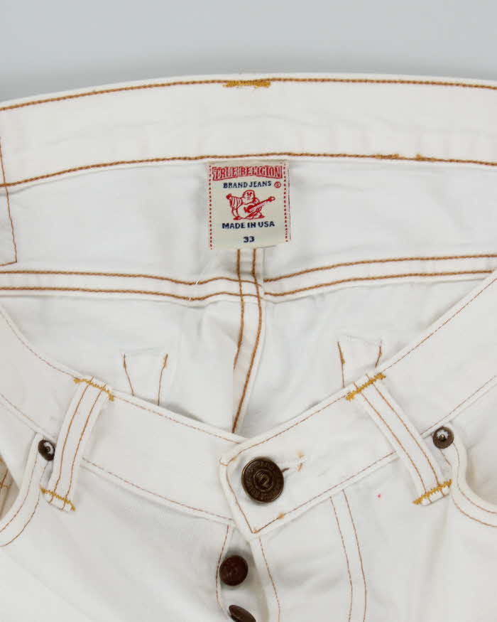 Vintage Y2K True Religion White Wash Flared Jeans - W32 L32